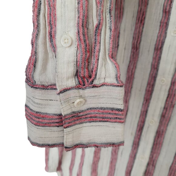 Treasure & Bond Boyfriend Fit Striped Button Down Shirt Womens Size XS Casual - Picture 5 of 7